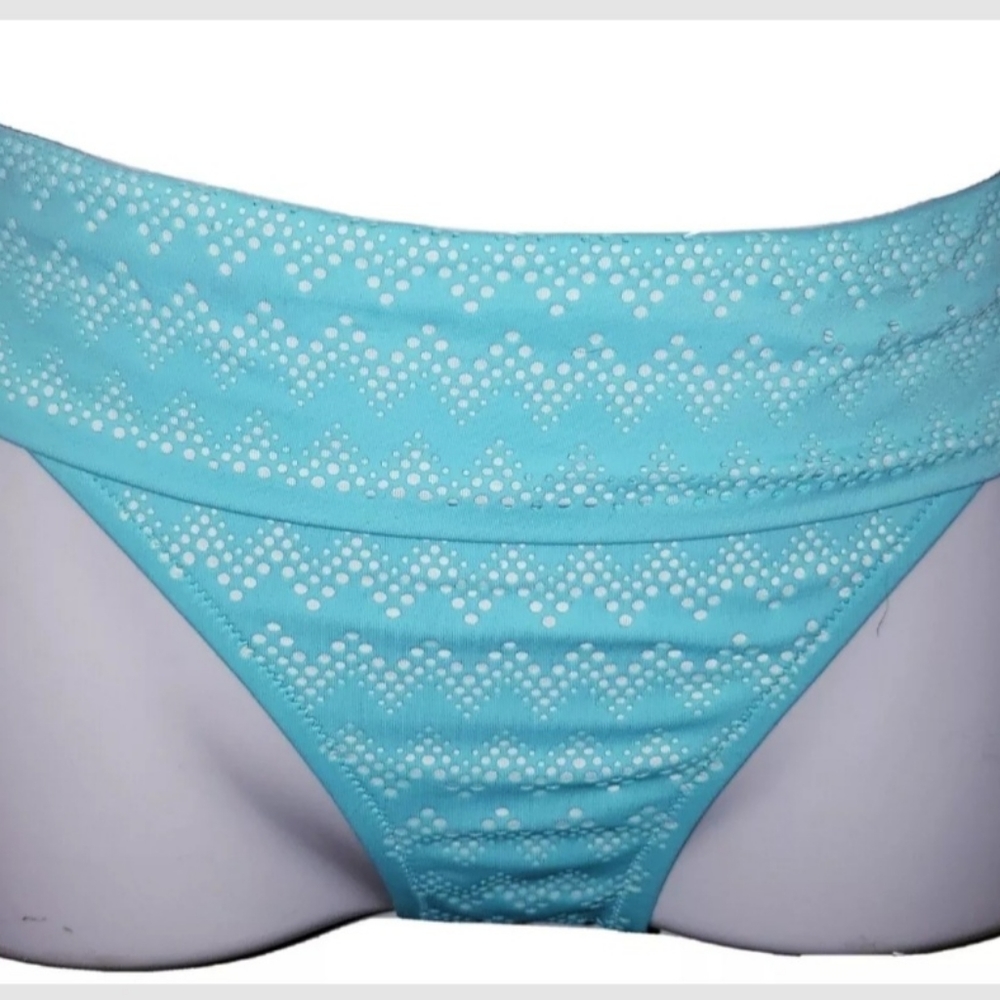 NEW VINTAGE VICTORIA'S SECRET AQUA SWIM BOTTOM MEDIUM LARGE BIKINI